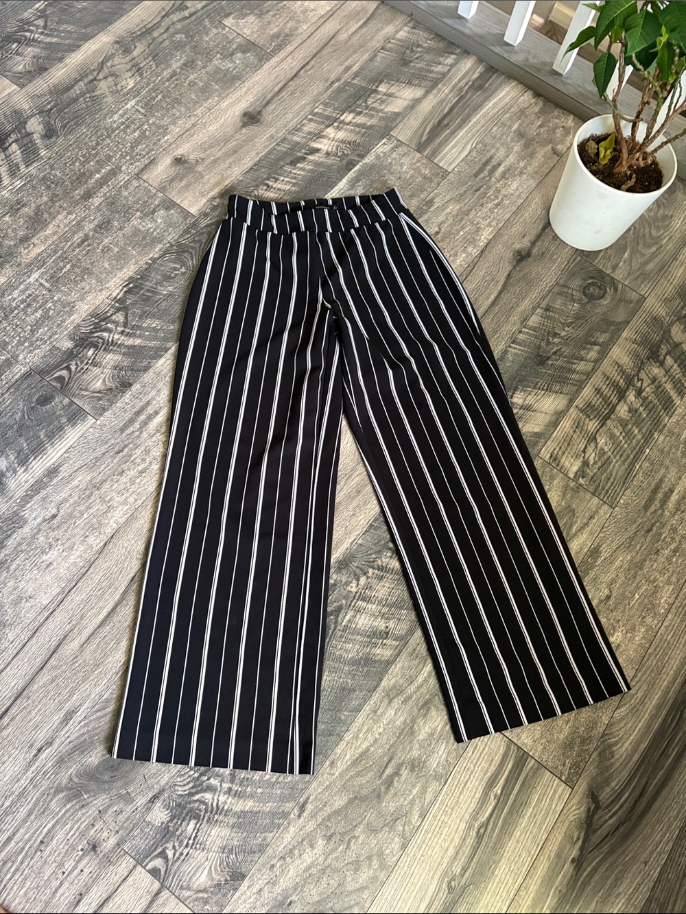 Harvé Benard Black Pants with White Pinstripes